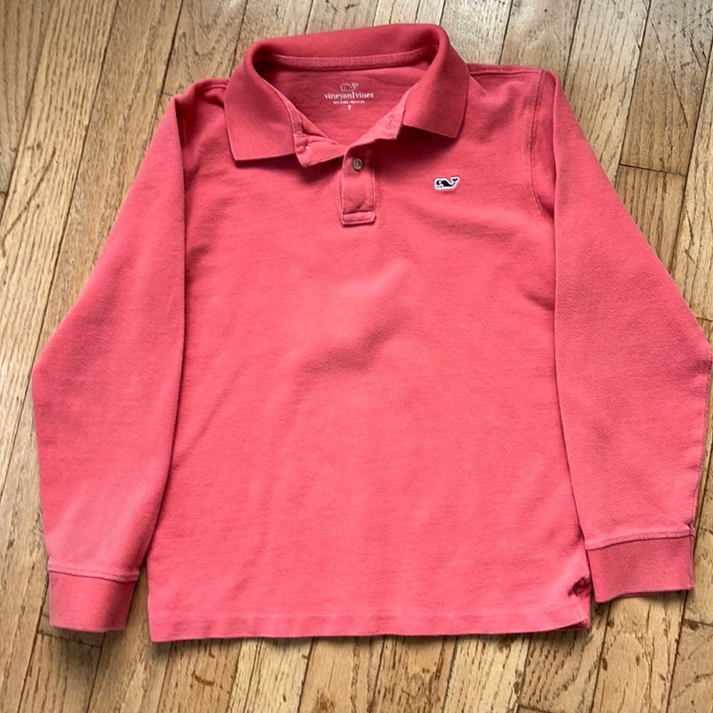 Vineyard Vines girls long sleeve polo size 7 pink